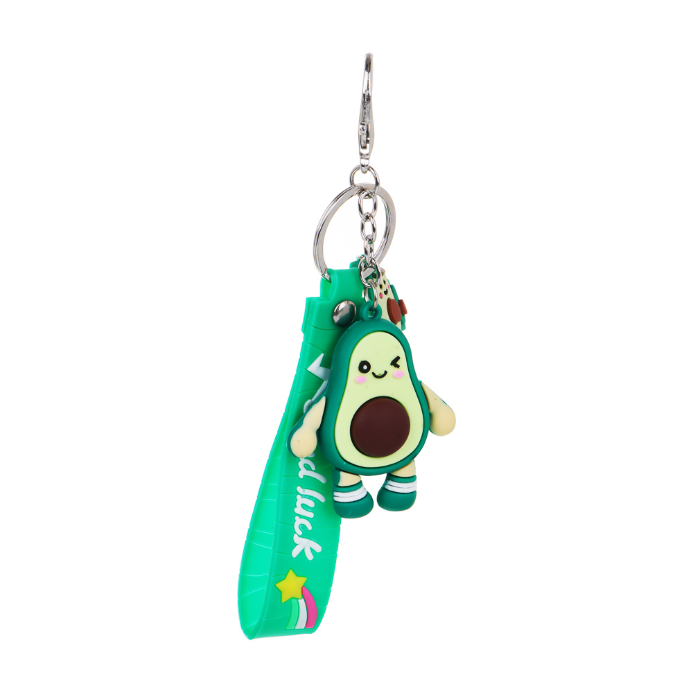 Брелок 6x5 см, в форме авокадо, пластик, метал. цепь, кольцо, карабин, пласт.петля,пакет, 2 дизайна, арт.№ 095-042