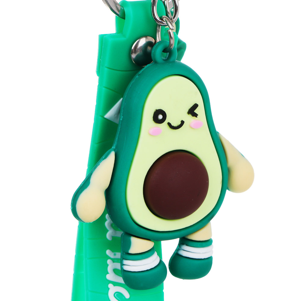 Брелок 6x5 см, в форме авокадо, пластик, метал. цепь, кольцо, карабин, пласт.петля,пакет, 2 дизайна, арт.№ 095-042