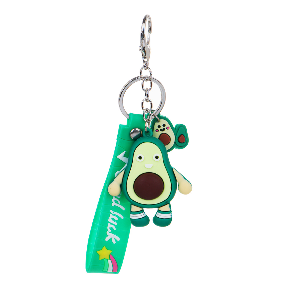 Брелок 6x5 см, в форме авокадо, пластик, метал. цепь, кольцо, карабин, пласт.петля,пакет, 2 дизайна, арт.№ 095-042