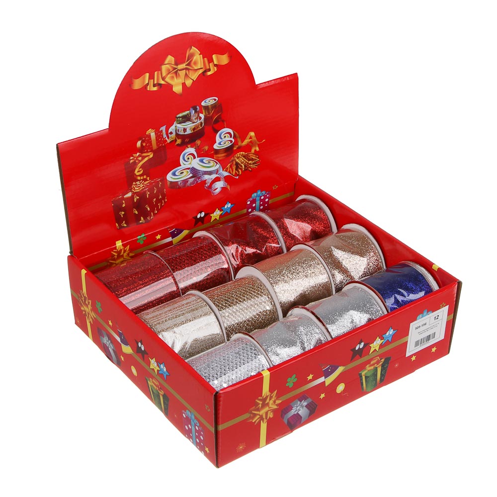 Лента, 6,3 см x 2,7 м, полиэстер, арт.1, микс 12 шт., арт.№ 505-156