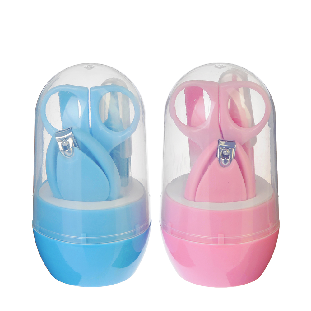 Набор маникюрный 4 пр. (пинцет, кусачки, пилка, ножницы), пластик, стекло, нерж.сталь, 10х6см, 2 цв, арт.№ 350-031