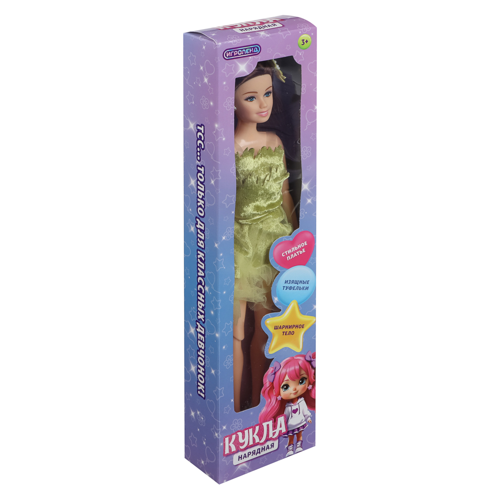 ИГРОЛЕНД Кукла нарядная шарнирная, 29 см, PP, PVC, полиэстер, 8х4х32 см, 4 дизайна, арт.№ 436-144