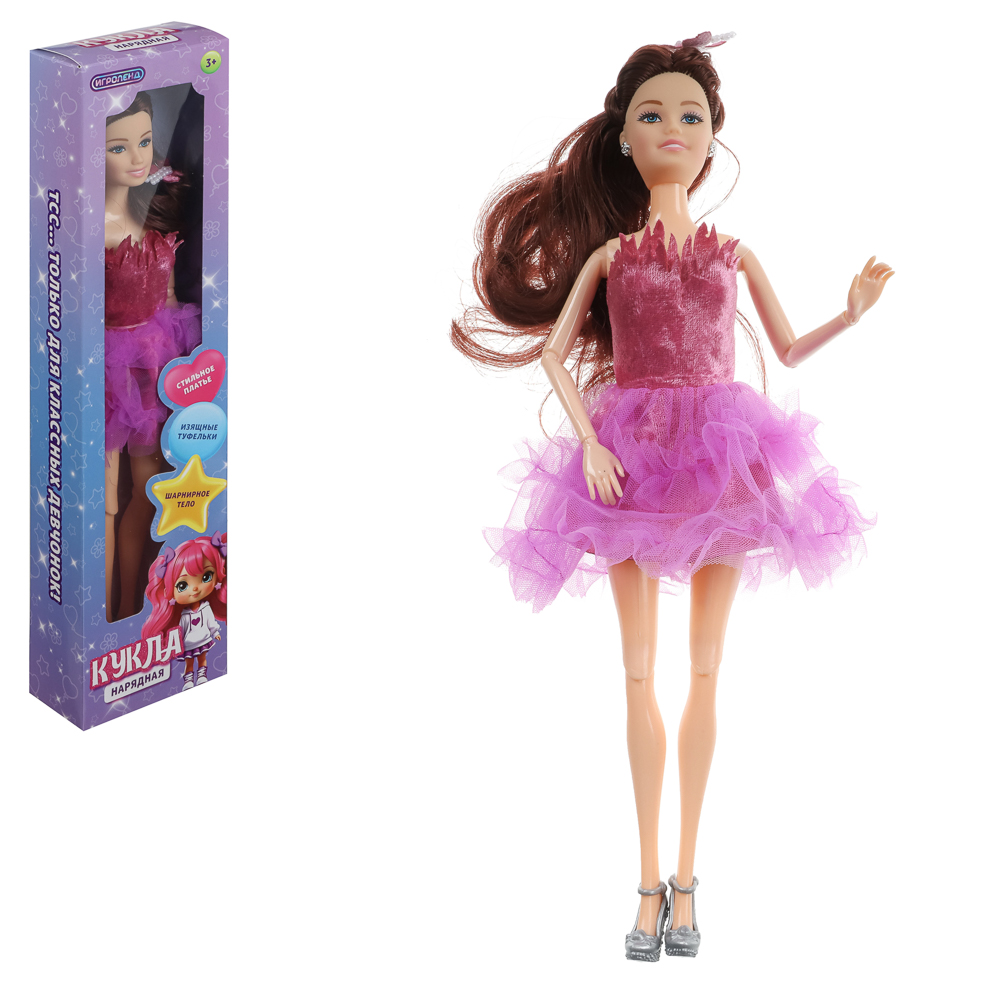 ИГРОЛЕНД Кукла нарядная шарнирная, 29 см, PP, PVC, полиэстер, 8х4х32 см, 4 дизайна, арт.№ 436-144