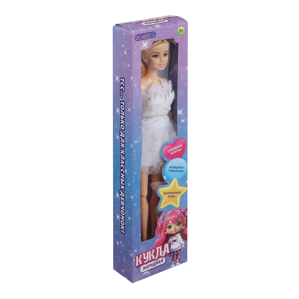 ИГРОЛЕНД Кукла нарядная шарнирная, 29 см, PP, PVC, полиэстер, 8х4х32 см, 4 дизайна, арт.№ 436-144