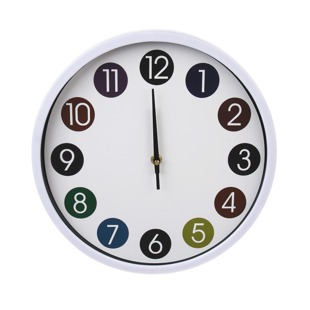 Часы настенные тм LADECOR CHRONO круглые, 30x30x4 см, пластик, стекло, 1хАА, арт.№ 581-367