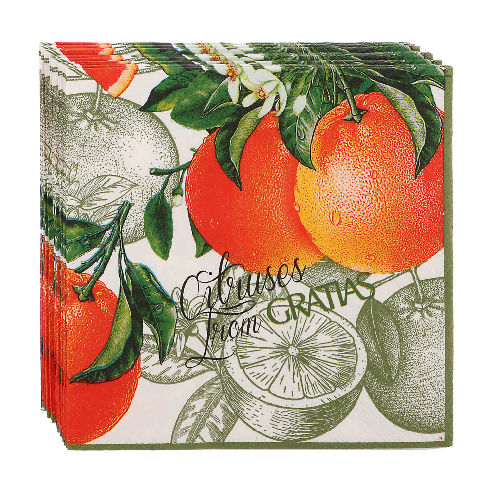 Салфетки бумажные Gratias 3 слоя, 33 см, 4 дизайна, 20шт., арт.№ 912-022