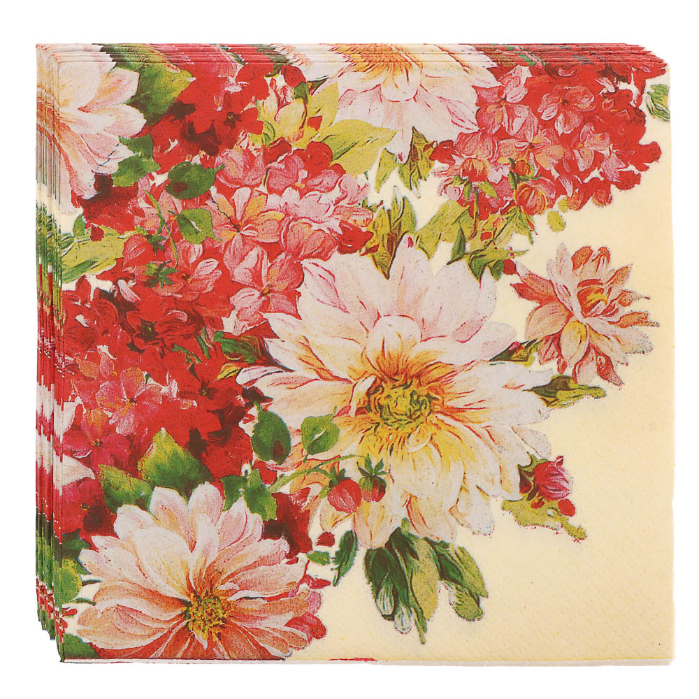 Салфетки бумажные Gratias 3 слоя, 33 см, 4 дизайна, 20шт., арт.№ 912-022