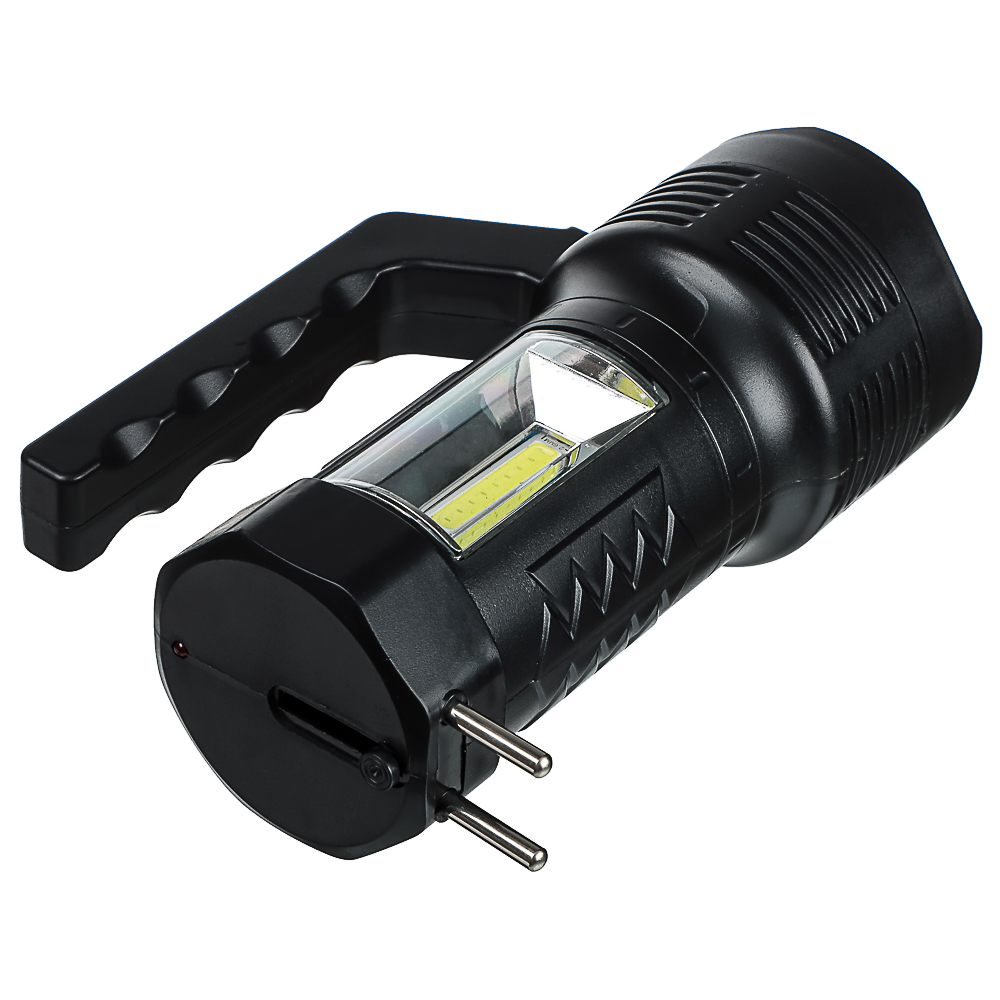 Фонарь прожектор тм ЕРМАК, 1 СОВ + LED, 800мАч, вилка 220В, 62х91х145 мм, 2 режима, пластик, арт.№ 223-004