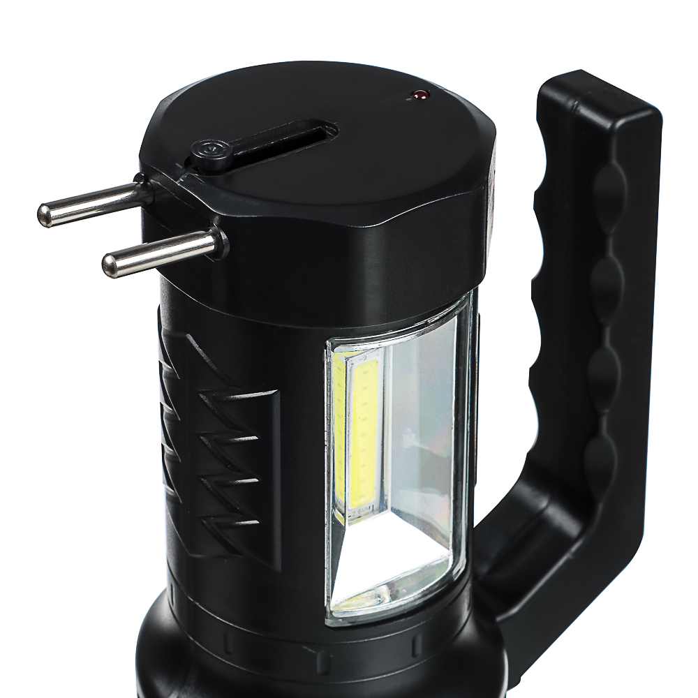 Фонарь прожектор тм ЕРМАК, 1 СОВ + LED, 800мАч, вилка 220В, 62х91х145 мм, 2 режима, пластик, арт.№ 223-004