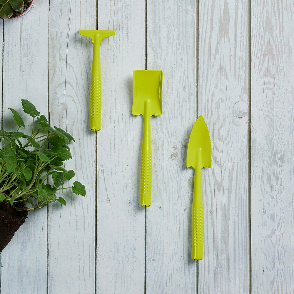 INBLOOM Набор садовых инструментов, 3шт (грабельки-1шт, лопатки-2шт), металл, арт.№ 182-026