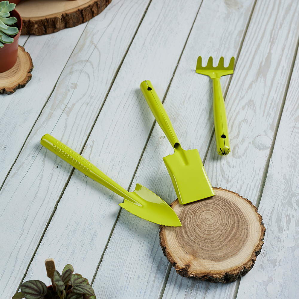 INBLOOM Набор садовых инструментов, 3шт (грабельки-1шт, лопатки-2шт), металл, арт.№ 182-026