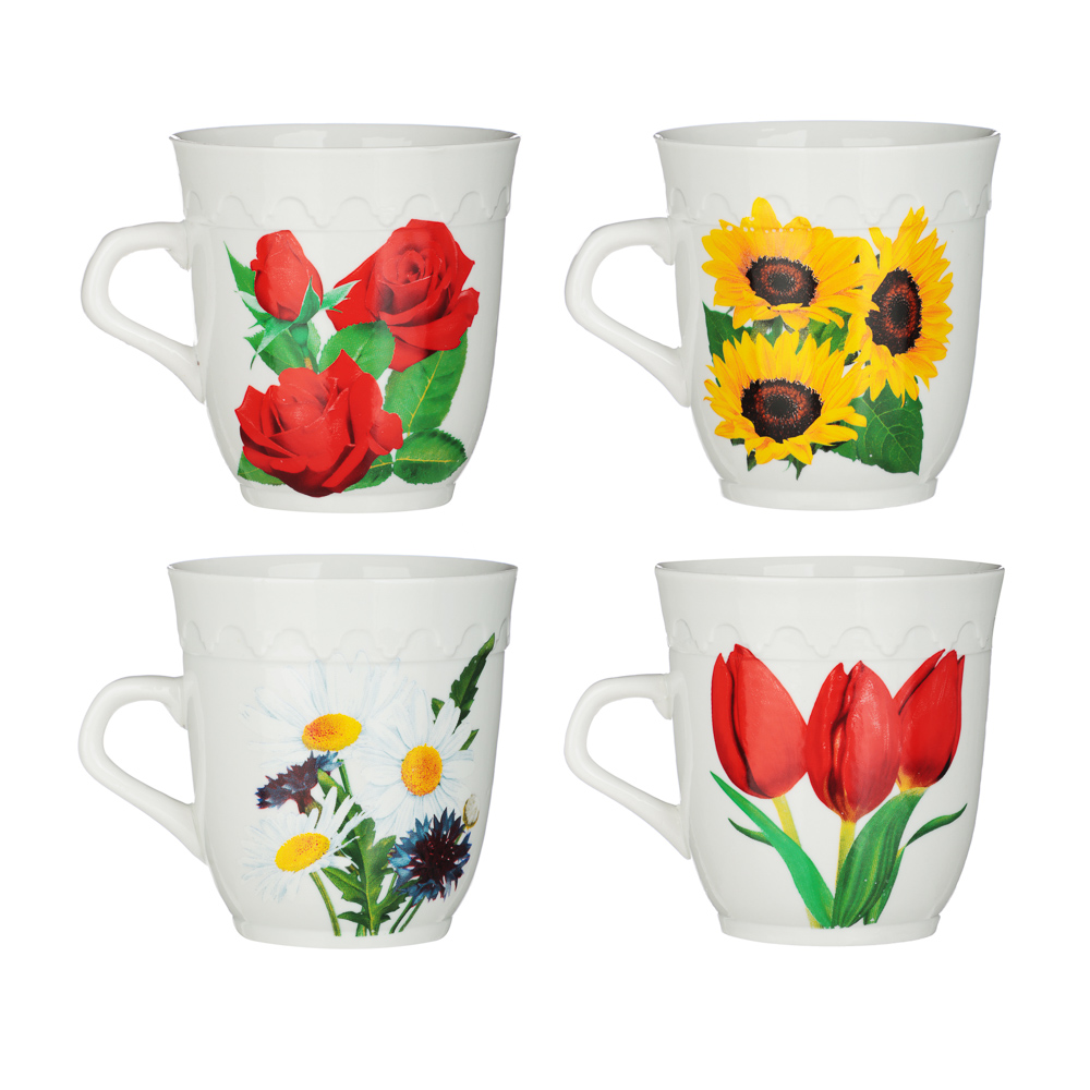 Кружка 250 мл, фарфор, "Арабеска", 4 дизайна, арт.№ 814-117