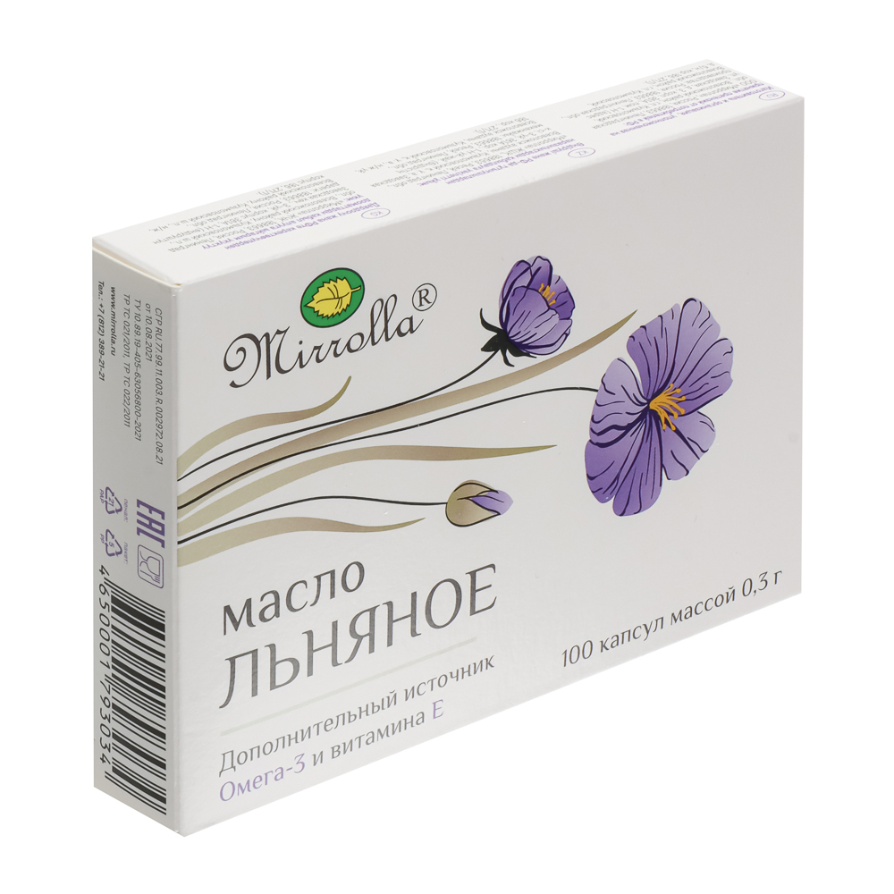 БАД Масло льняное Мирролла, 100капс, арт.№ 015-218