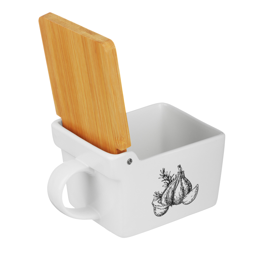 MILLIMI Китчен Банка для соли, 300мл, 15,5х9х7,5см, керамика, бамбук, арт.№ 824-189