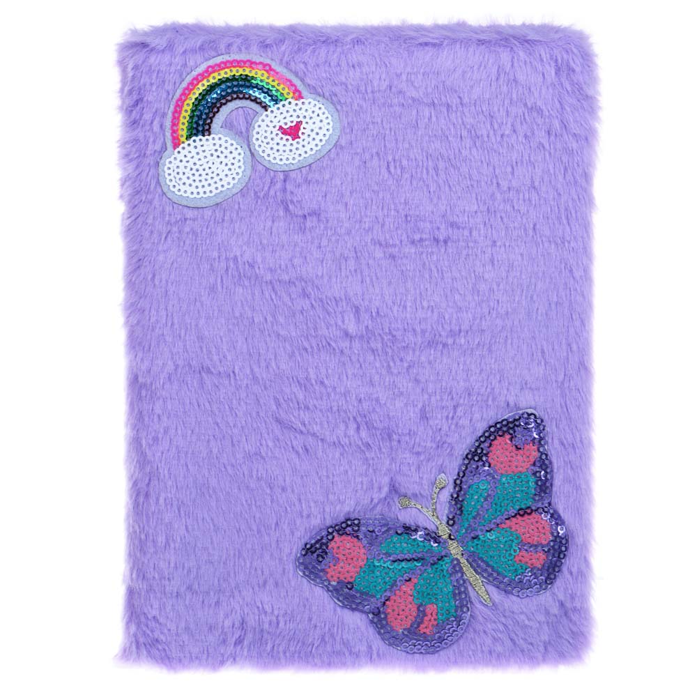 Записная книжка А5, 21х14,8см, 80л., "Полет бабочки", плюш, апплик. со стразами и пайетками, 2 диз., арт.№ 557-072