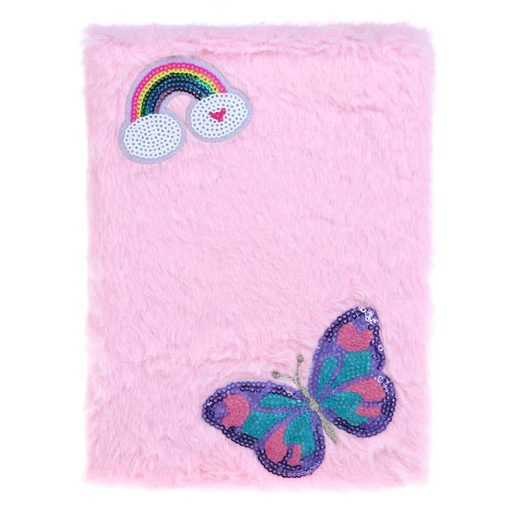 Записная книжка А5, 21х14,8см, 80л., "Полет бабочки", плюш, апплик. со стразами и пайетками, 2 диз., арт.№ 557-072