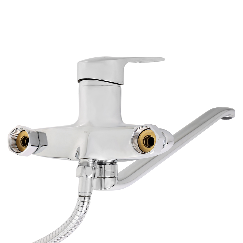 RAIN Смеситель для ванны Атриа, плоский излив 40см, душ. набор, картридж 40мм, латунь, хром, арт.№ 561-278