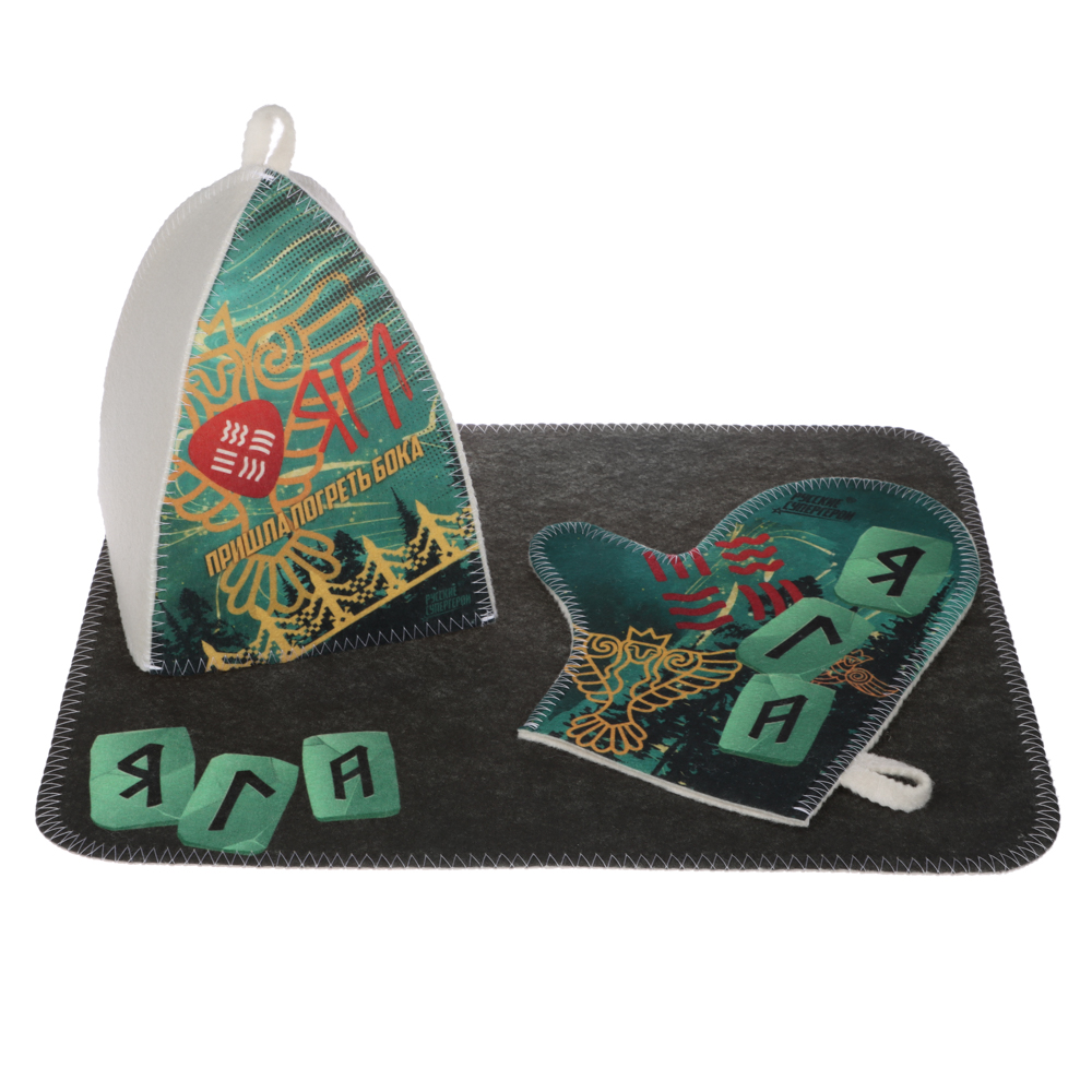 BY Русские супергерои Набор подарочный зелен.цв. (шапка, варежка, коврик) в пленке с хедером, арт.№ 364-257