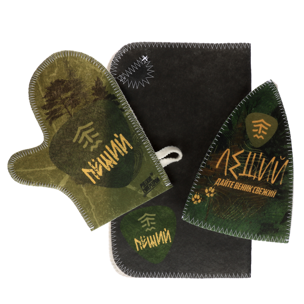 BY Русские супергерои Набор подарочный зелен.цв. (шапка, варежка, коврик) в пленке с хедером, арт.№ 364-257