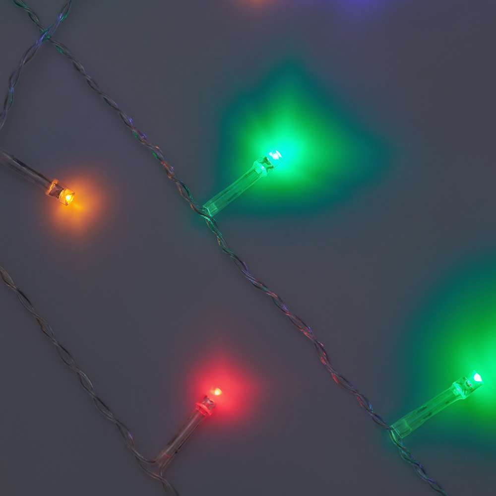 Гирлянда бахрома 3x0,7 м СНОУ БУМ, 96 LED ламп, свечение мультицвет, ПВХ прозрачный, 8 режимов, коннектор, 220В, арт.№ 382-015
