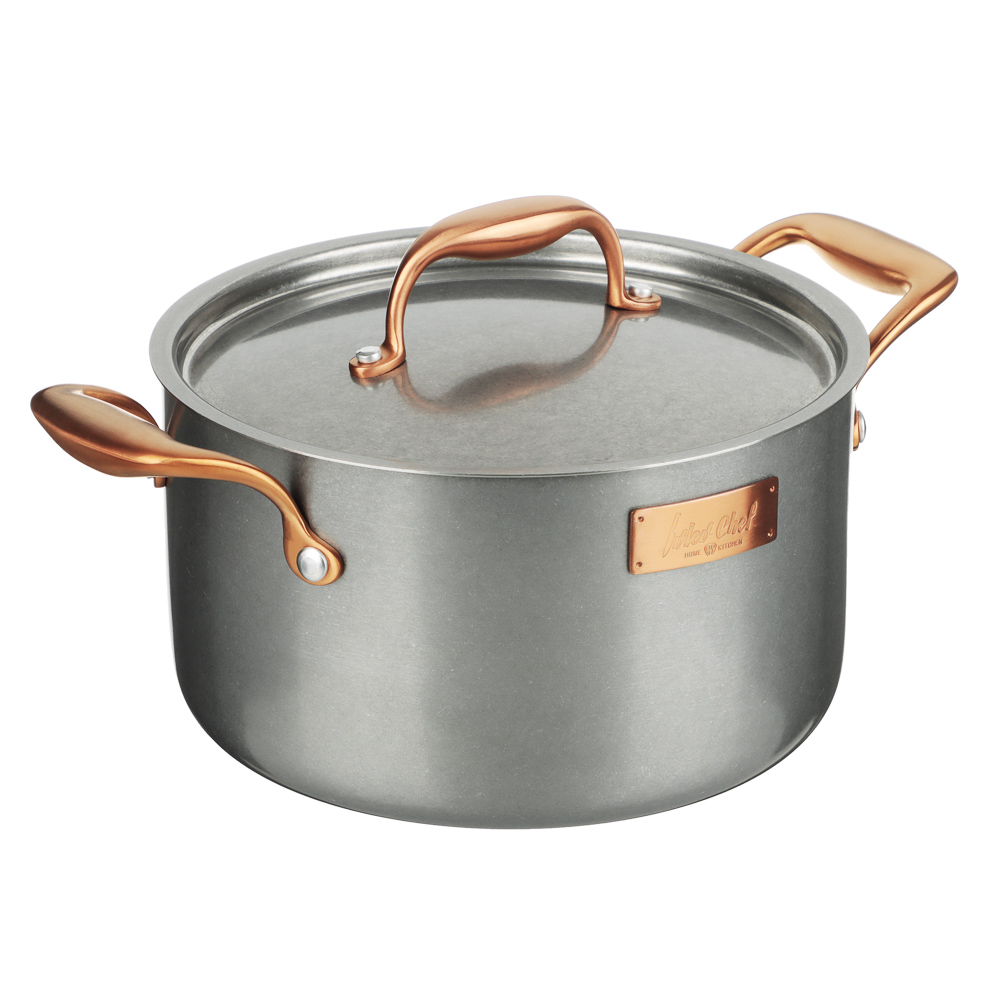 Ivlev Chef Ladoga Кастрюля 22х12,5см 4,5л, с нерж. крышкой, индукция, нерж.сталь 18/10, арт.№ 822-256