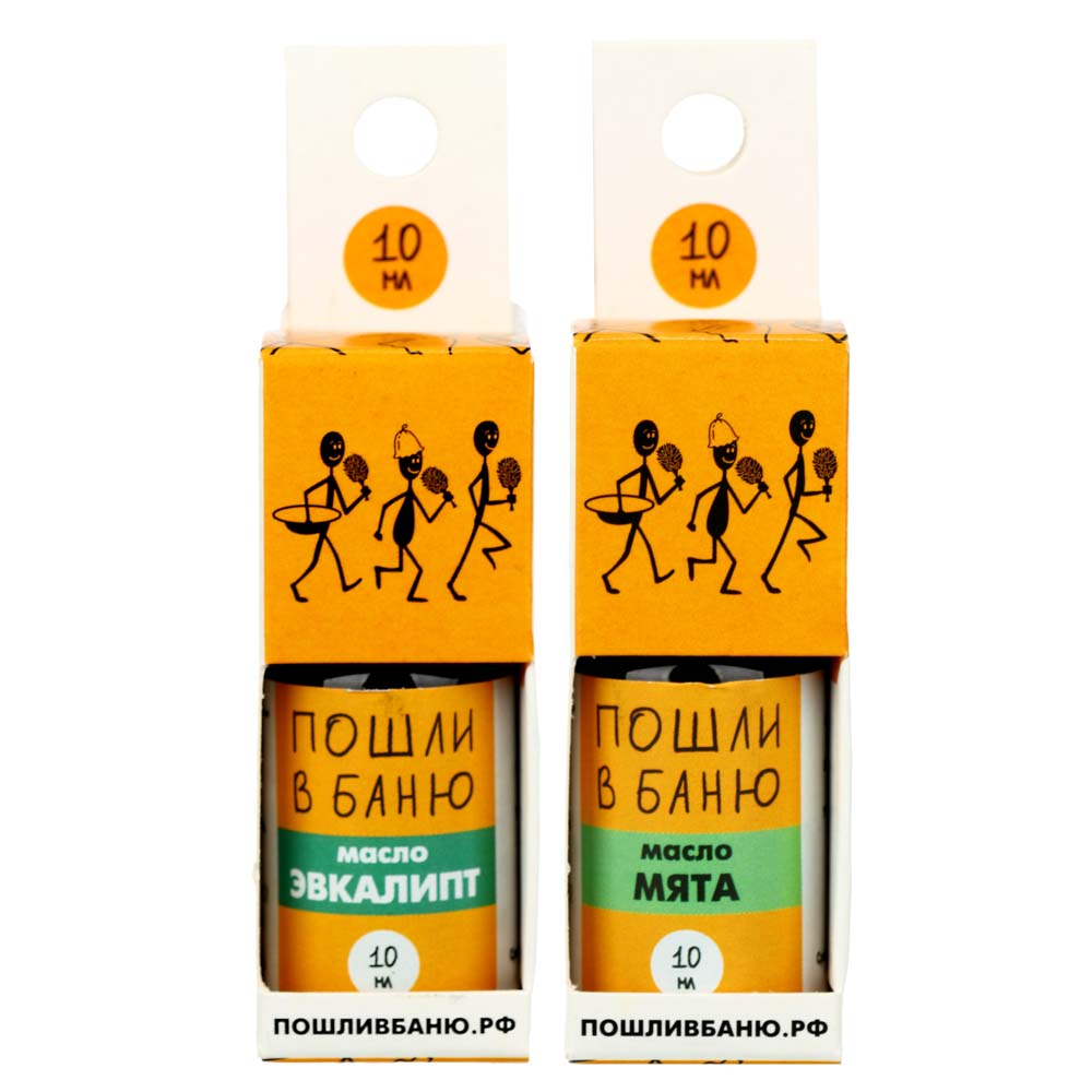 Масло для бани и сауны эфирное 100%, 10мл, 2 аромата (мята, эвкалипт), инд.упак., арт.№ 364-225