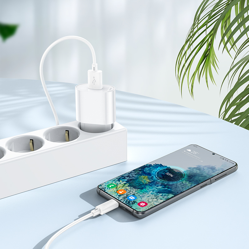 Сетевое зарядное устройство hoco. модель C109A, USB-A QC 20W, цвет: белый, арт.№ 916-280