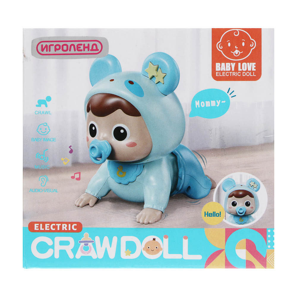 ИГРОЛЕНД Игрушка интерактивная ползунок "Малыш", звук, ABS, 2хААА, 13х9х12,5 см, арт.№ 267-864