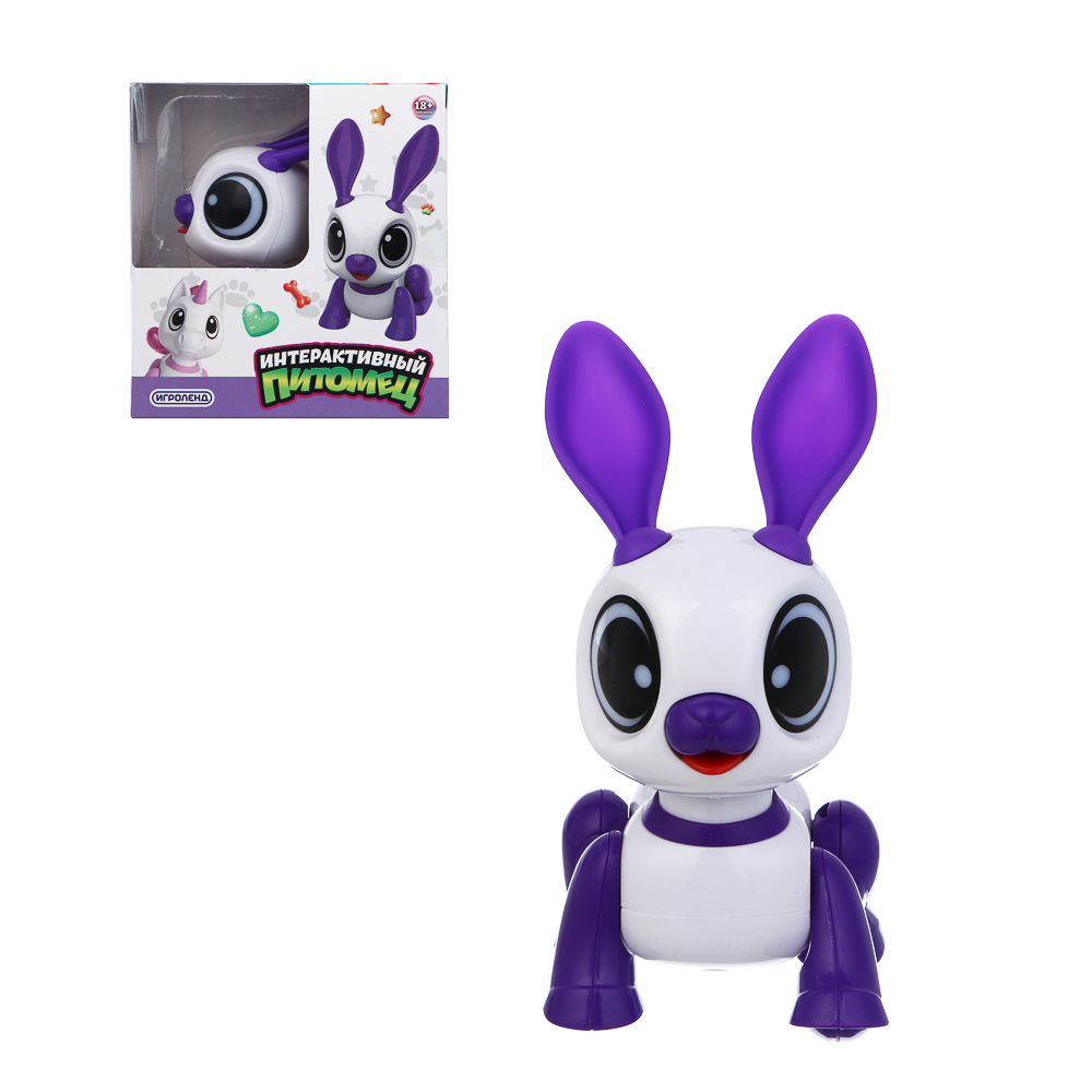 ИГРОЛЕНД Игрушка "Интерактивный питомец" зайчик, ABS, звук, свет, движ., 2хAAA, 12,5х8х13,5 см, арт.№ 272-918