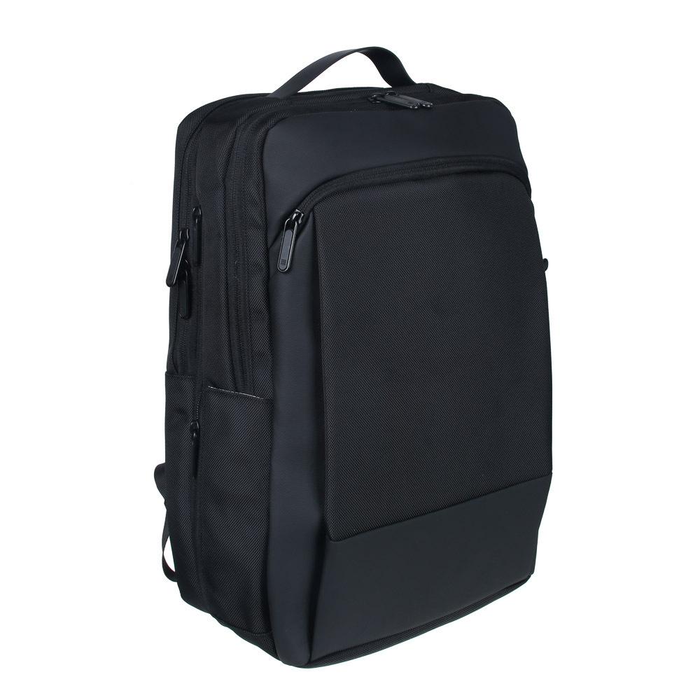 Рюкзак-сумка ПРЕМИУМ универсальный 41x28x13см, 3 отделения, сверхплотный полиэстер под ткань, черный, арт.№ 254-799