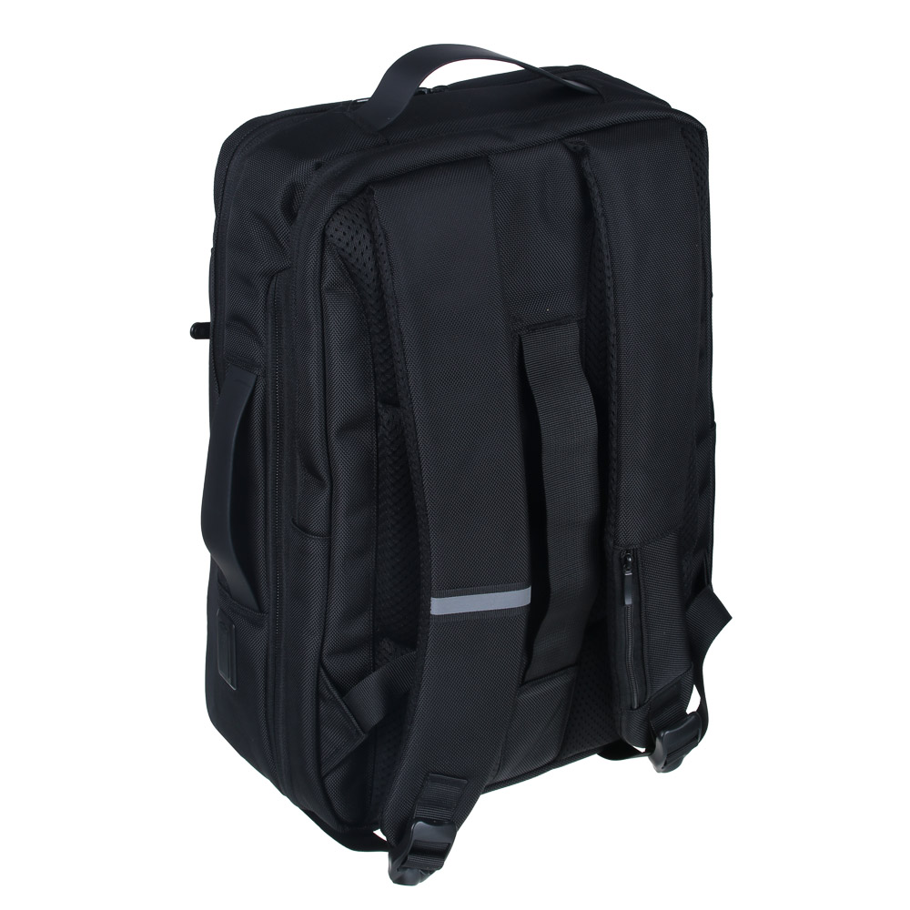 Рюкзак-сумка ПРЕМИУМ универсальный 41x28x13см, 3 отделения, сверхплотный полиэстер под ткань, черный, арт.№ 254-799