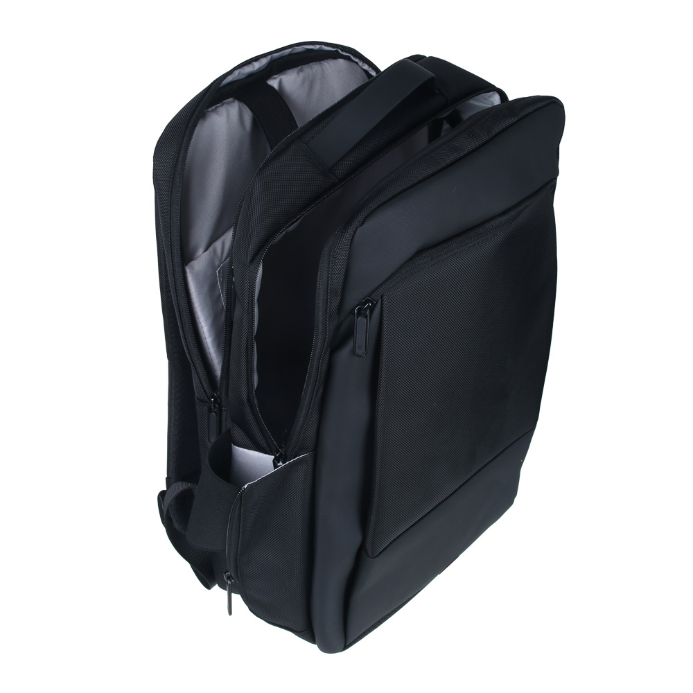 Рюкзак-сумка ПРЕМИУМ универсальный 41x28x13см, 3 отделения, сверхплотный полиэстер под ткань, черный, арт.№ 254-799