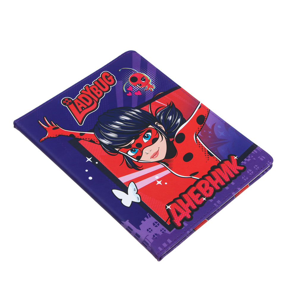 Ледибаг/Супер-Кот Дневник шк., 20,8х16,5см, 48л., тв.обл. с порол., иск.кожа, закладка, "Кор", 2 диз, арт.№ 811-018