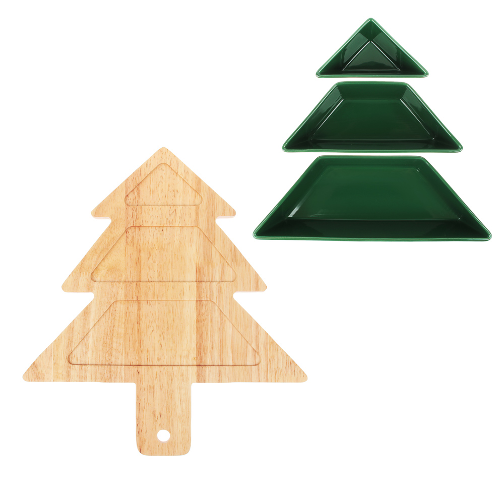 BY COLLECTION Асти Менажница, 35х31,5х6см, 4 предмета, фарфор, бамбук, арт.№ 820-763