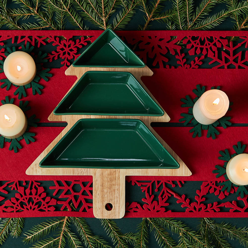 BY COLLECTION Асти Менажница, 35х31,5х6см, 4 предмета, фарфор, бамбук, арт.№ 820-763