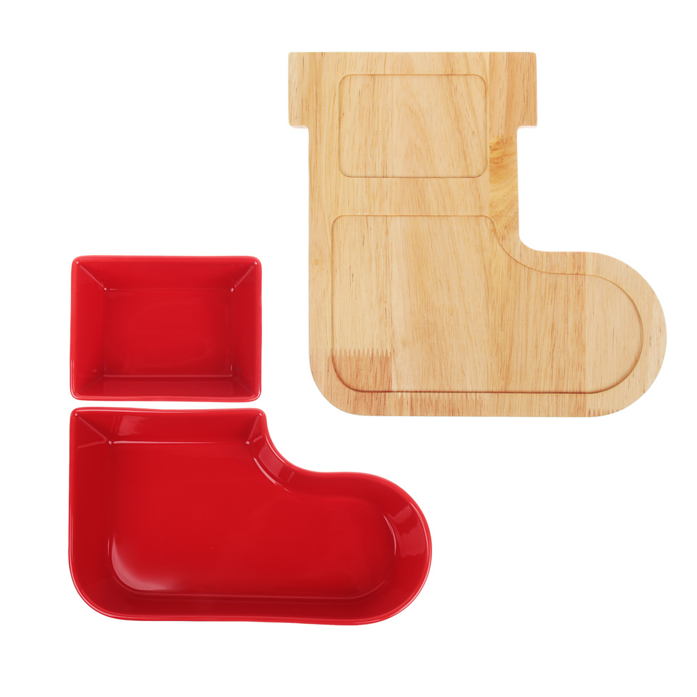 BY COLLECTION Асти Менажница, 24х24,5х6см, 3 предмета, фарфор, бамбук, арт.№ 820-764