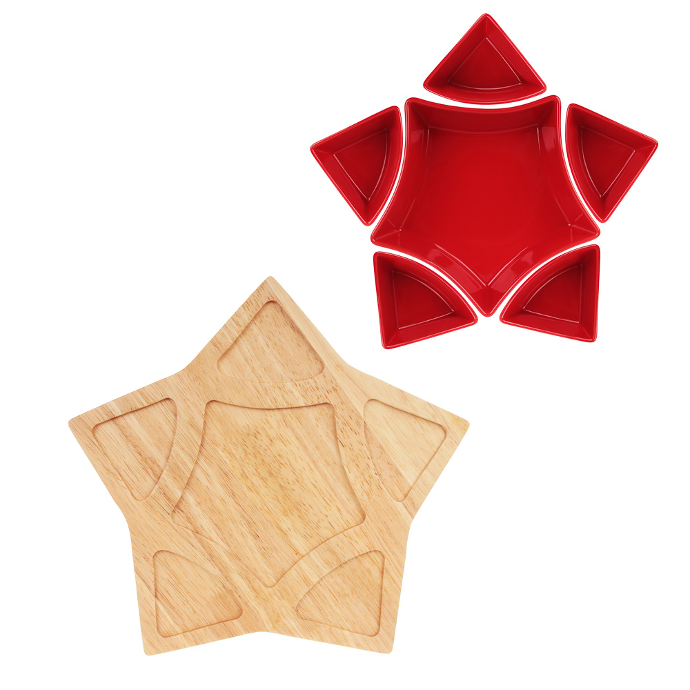 BY COLLECTION Асти Менажница, 30х30х6см, 7 предметов, фарфор, бамбук, арт.№ 820-765