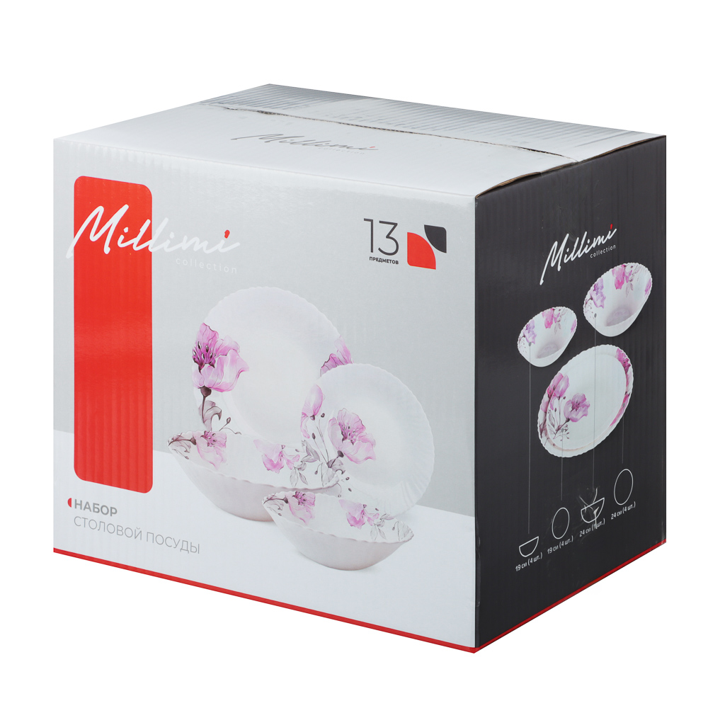 MILLIMI Роселла Набор столовой посуды 13 пр., опаловое стекло, арт.№ 818-873