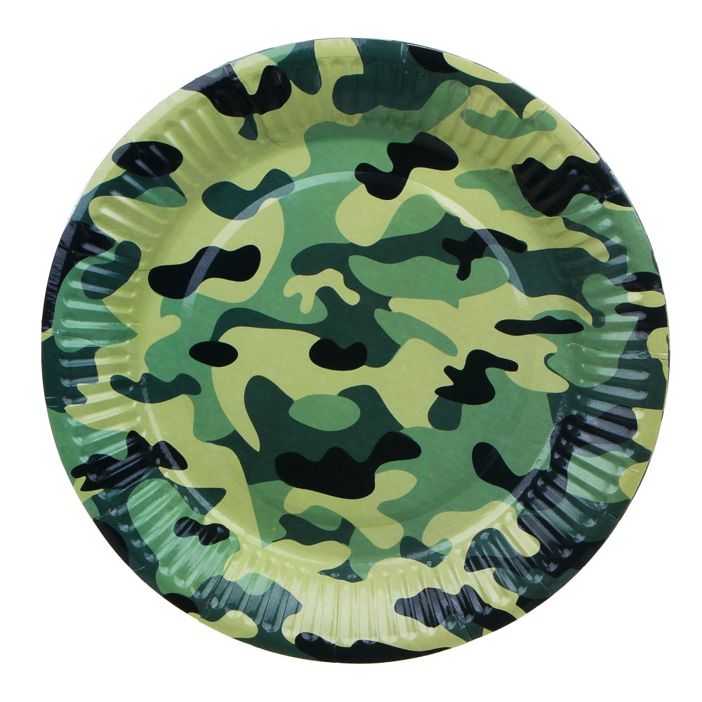 Набор бумажных тарелок, камуфляж, 18 см 6шт, Арт 23/23, арт.№ 530-342