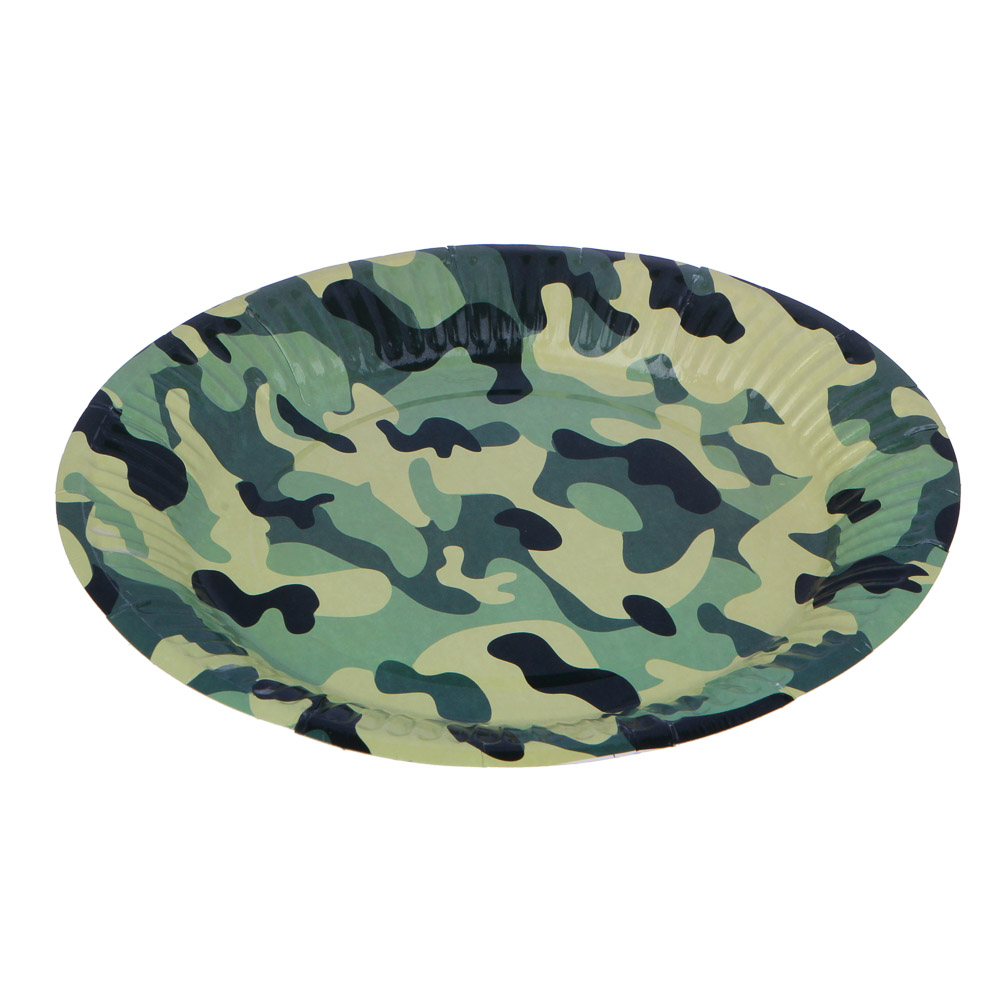 Набор бумажных тарелок, камуфляж, 18 см 6шт, Арт 23/23, арт.№ 530-342