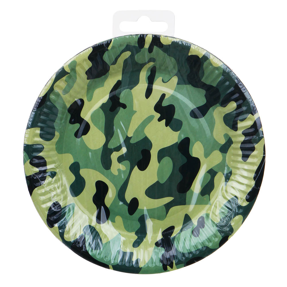 Набор бумажных тарелок, камуфляж, 18 см 6шт, Арт 23/23, арт.№ 530-342