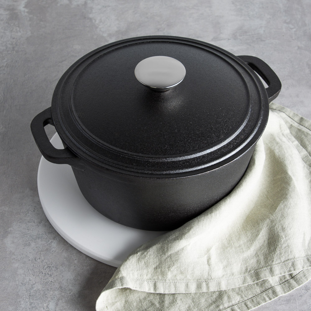 VETTA Кастрюля чугун, 3,8л, d23х10см, чугун крышка, нерж ручка, индукция, арт.№ 808-019