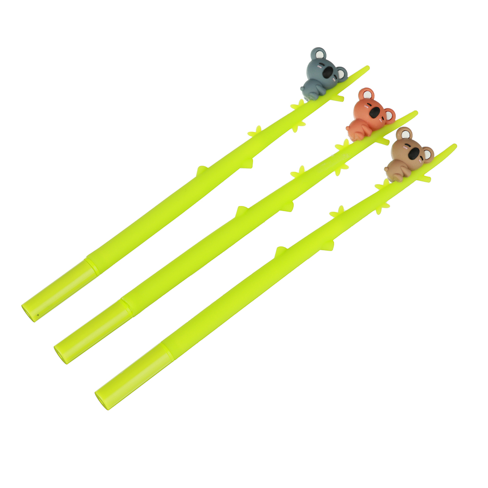 Ручка гелевая синяя, гибкий силиконовый корпус в форме коалы на ветке, пластик, 22см, 3 дизайна, арт.№ 591-058