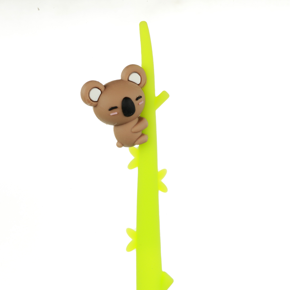 Ручка гелевая синяя, гибкий силиконовый корпус в форме коалы на ветке, пластик, 22см, 3 дизайна, арт.№ 591-058