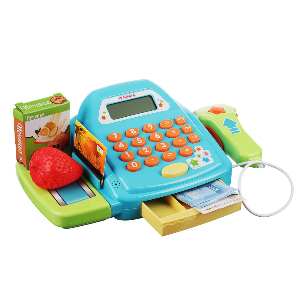 ИГРОЛЕНД Набор Магазин: касса,продукты, тележка,22пр, свет, звук, 2хАА,ABS,PVC,24х12х24см, 2 дизайна, арт.№ 294-130