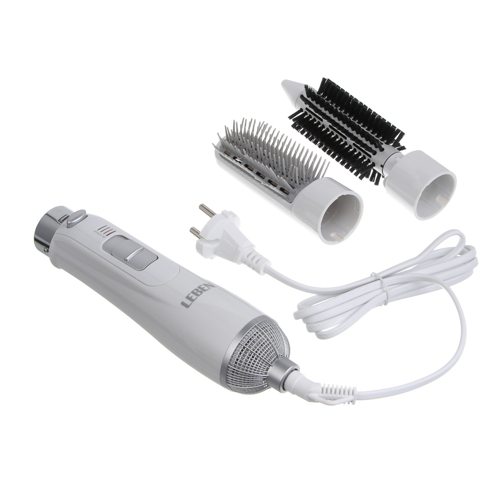LEBEN Фен-щетка для волос, 1000Вт, 3 темп.реж., 2 насадки, арт.№ 259-234