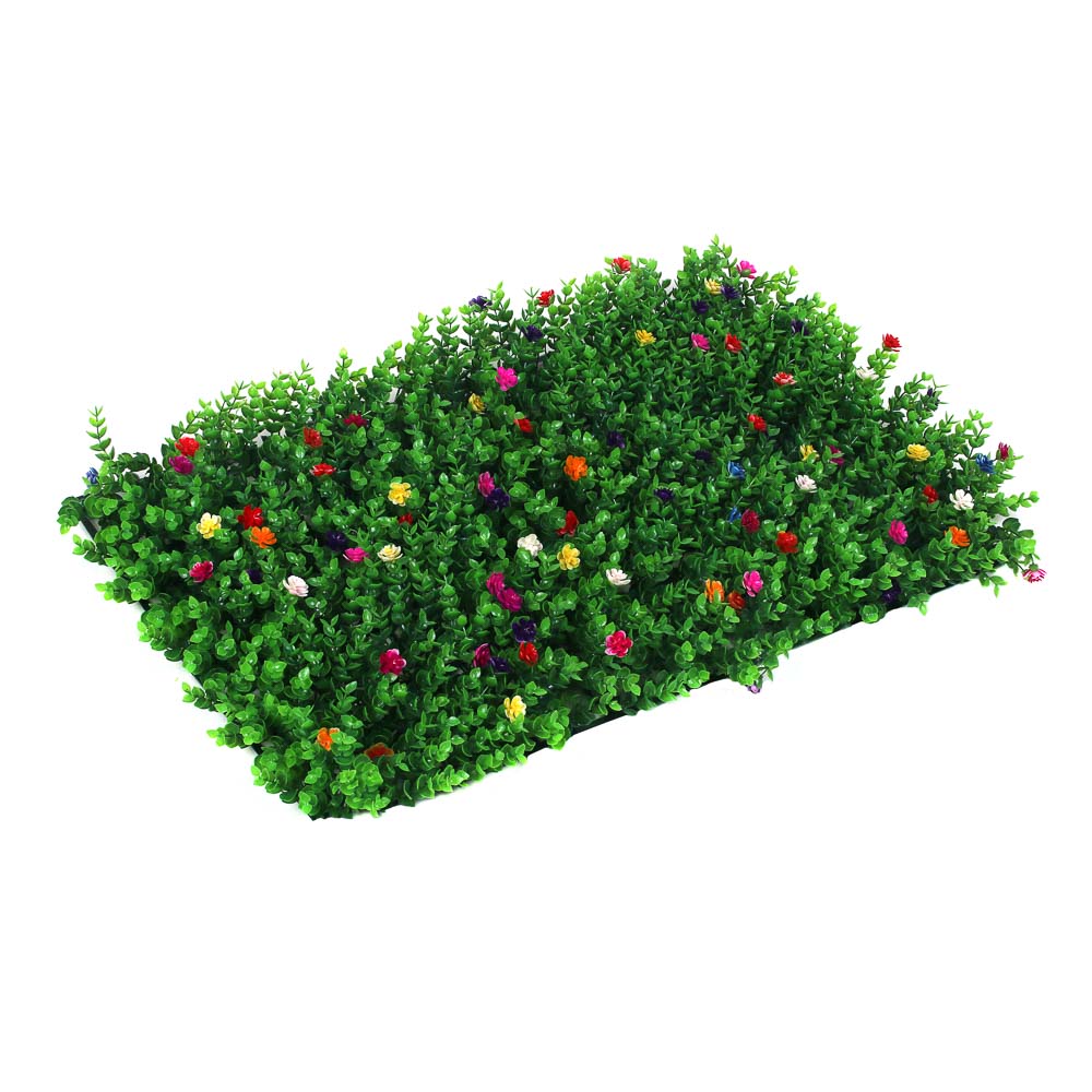 Изгородь искусственная тм INBLOOM, 60x40см, "Самшит с цветами", полипропилен, арт.№ 172-032