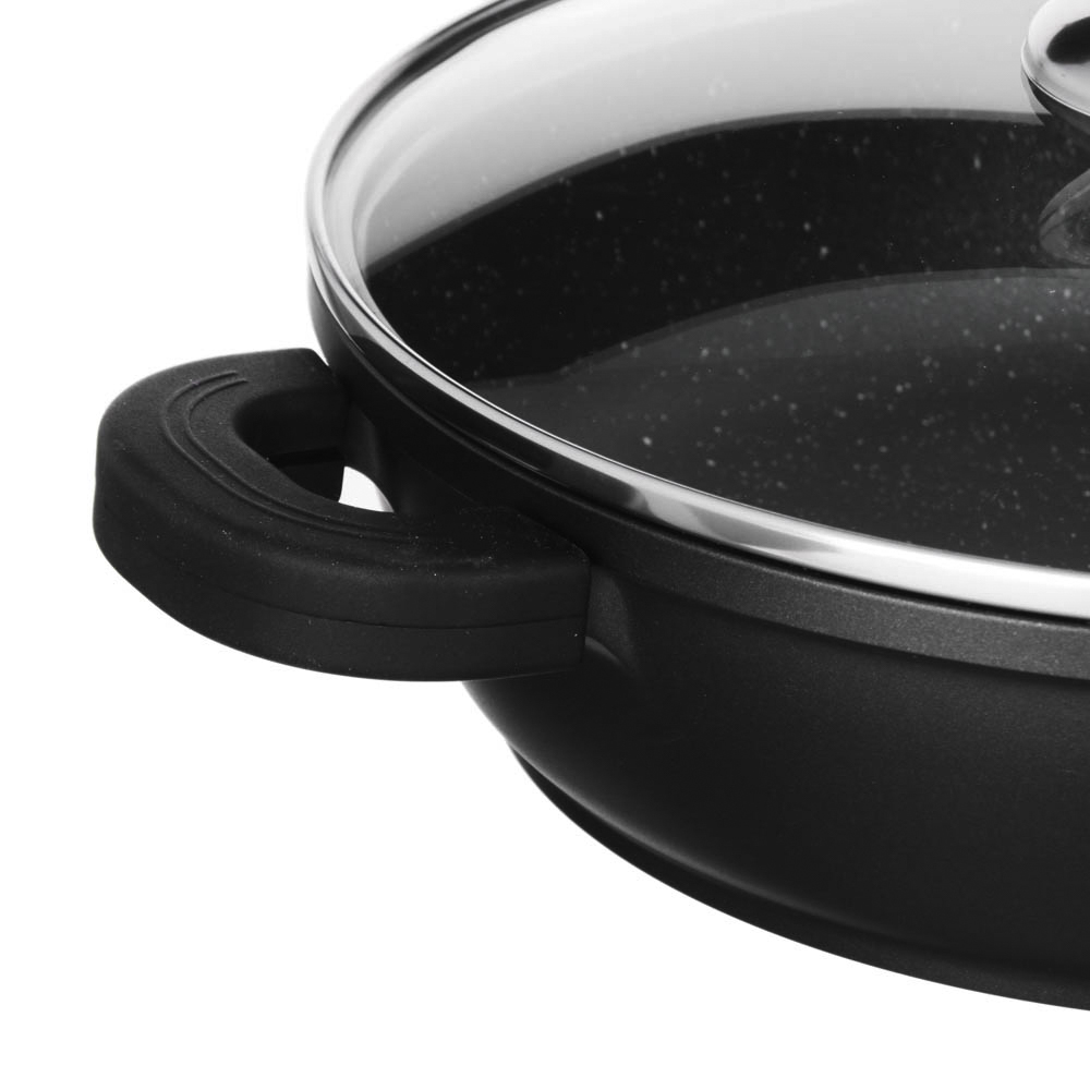 SATOSHI Лион Сотейник с крышкой 2,5л d24х7см, а/приг.покр.Мрамор, силик.протекторы ручек, индукция, арт.№ 846-412