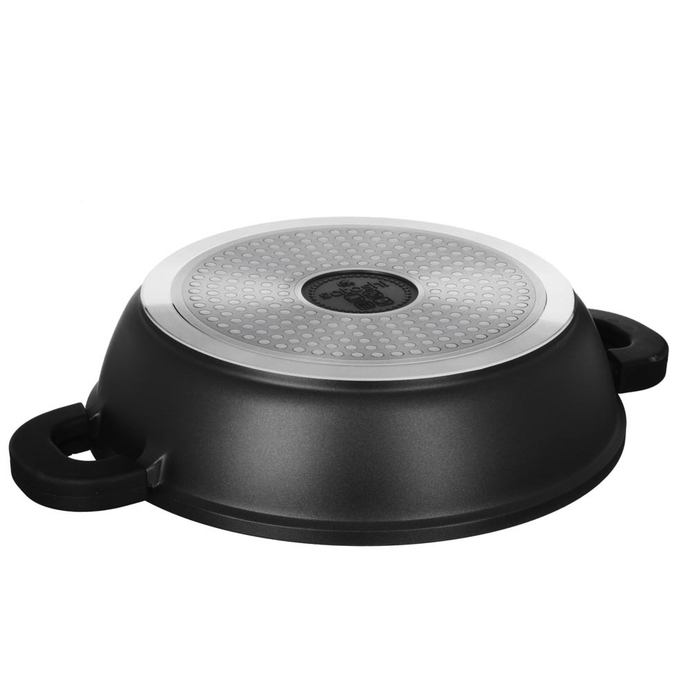 SATOSHI Лион Сотейник с крышкой 2,5л d24х7см, а/приг.покр.Мрамор, силик.протекторы ручек, индукция, арт.№ 846-412