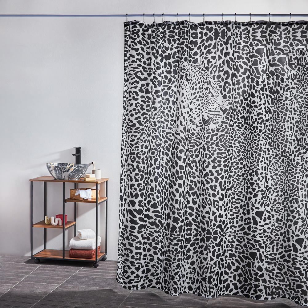 ВСЁГАЗИН Шторка для ванной, полиэстер, 90 г/м2, 180x200см, 12 декор.колец, "Ночь", арт.№ 461-552